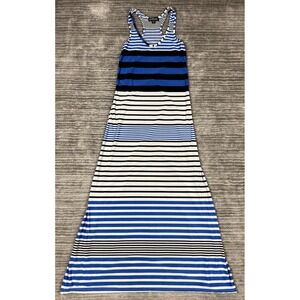 Magic Dress Womens Small Blue Stripe Long Maxi Sleeveless Tank Polyester Blend